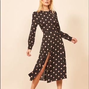 NWT Reformation Creed Dress Black Polka Dots 6